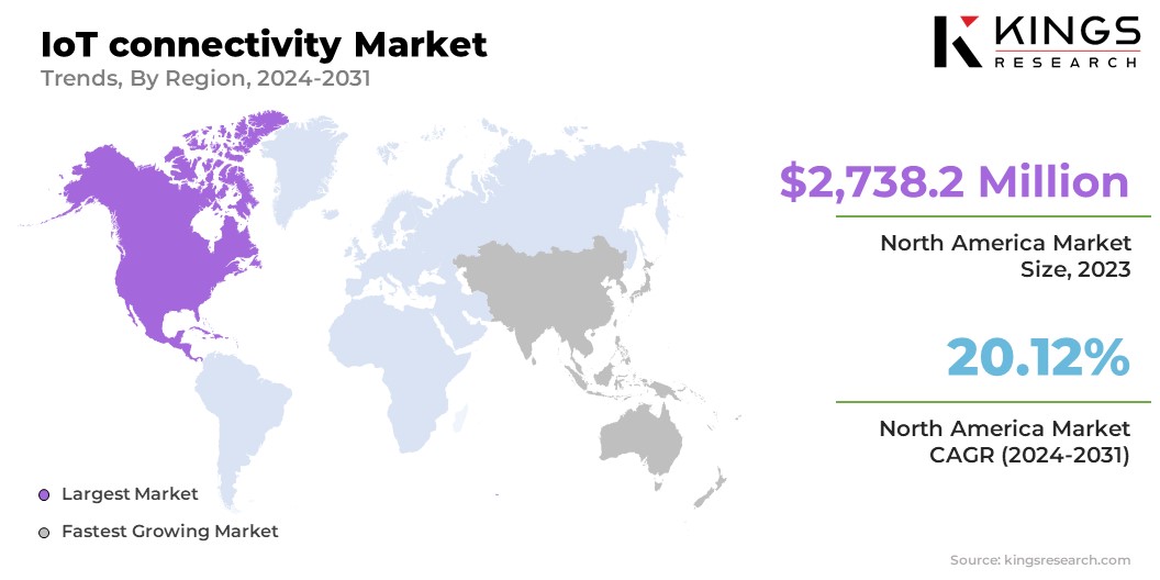 IoT connectivity Market Size & Share, By Region, 2024-2031