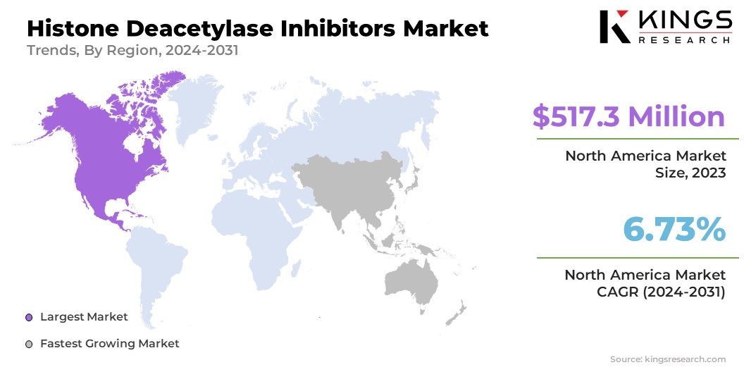 Histone Deacetylase Inhibitors Market Size & Share, By Region, 2024-2031