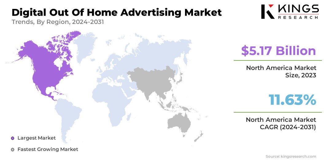 Digital Out Of Home Advertising Market Size & Share, By Region, 2024-2031