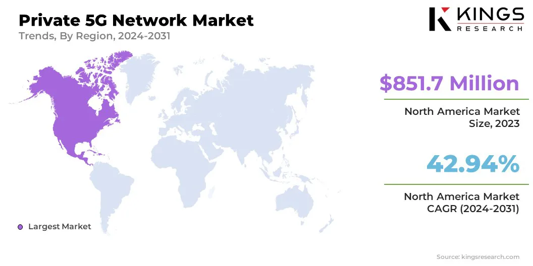 Private 5G network Market Size & Share, By Region, 2024-2031