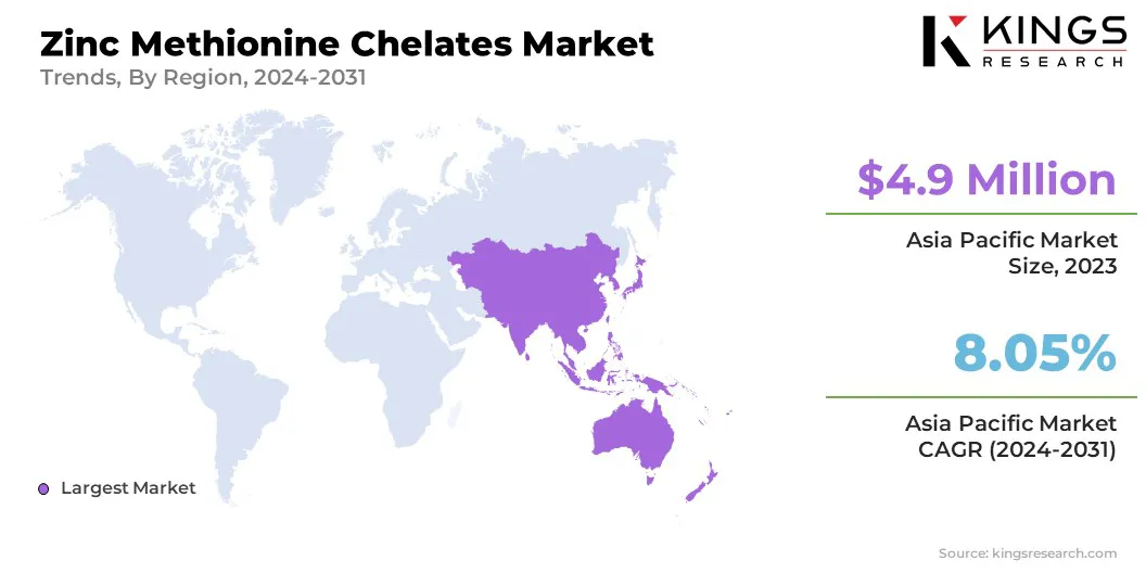 Zinc Methionine Chelates Market Size & Share, By Region, 2024-2031