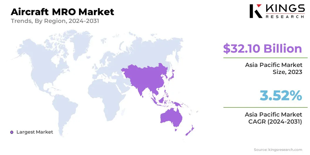 Aircraft MRO Market Size & Share, By Region, 2024-2031