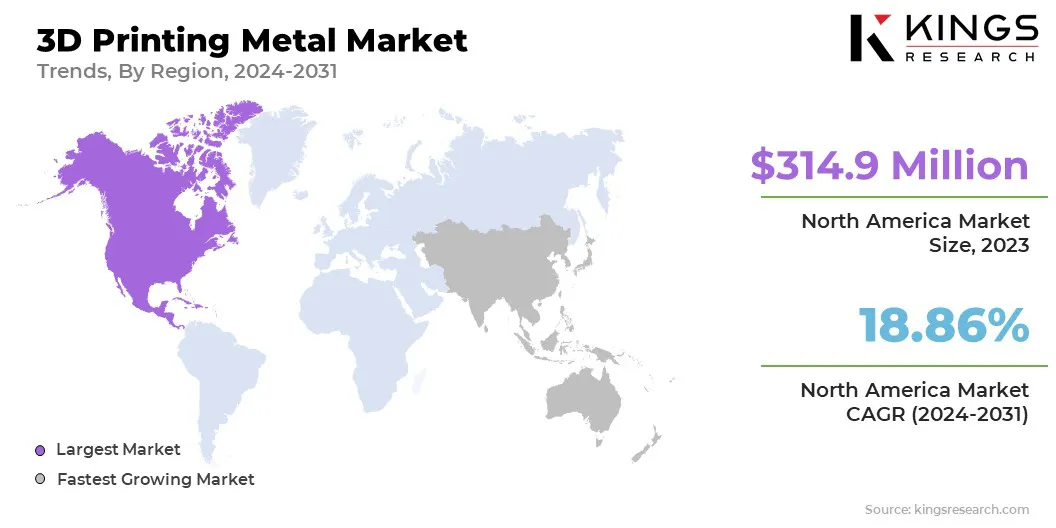 3D Printing Metal Market Size & Share, By Region, 2024-2031